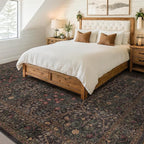 Vintage Dark Brown Living Room Rug, 7x10 Washable Area Rugs - Image 3