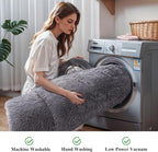 KICHOWUA Thick Area Rug 5x7 Grey Fluffy Shag - Image 5