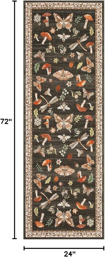 ROYHOME Mushroom Insect Washable Rug 2x6 Runners - Image 2