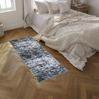 2'x5'Runner Rug Washable Rug: Modern Abstract Soft Thin Runner Rug Black - Image 3