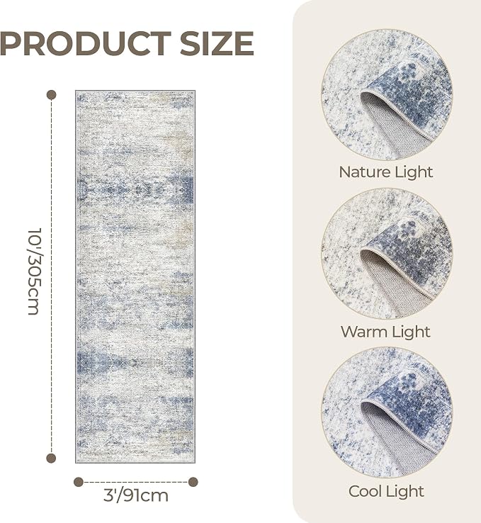 3x10 Runner Rug Non Slip Washable - Image 2