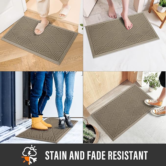 HIYARD Sturdy Front Door Mat, Absorbent Muddy Dirt Resist Welcome Door Mats - Image 4