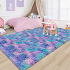 Soft Fluffy Purple Rainbow Rug for Bedroom Kids 6x9 Mermaid Stitch Rugs for - Image 8