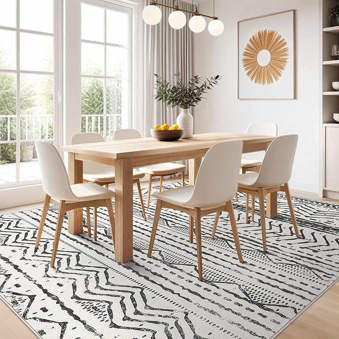 Nakagishi Area Rug Living Room Rugs: 6X9 Machine Washable Boho Large Neutral - Image 6