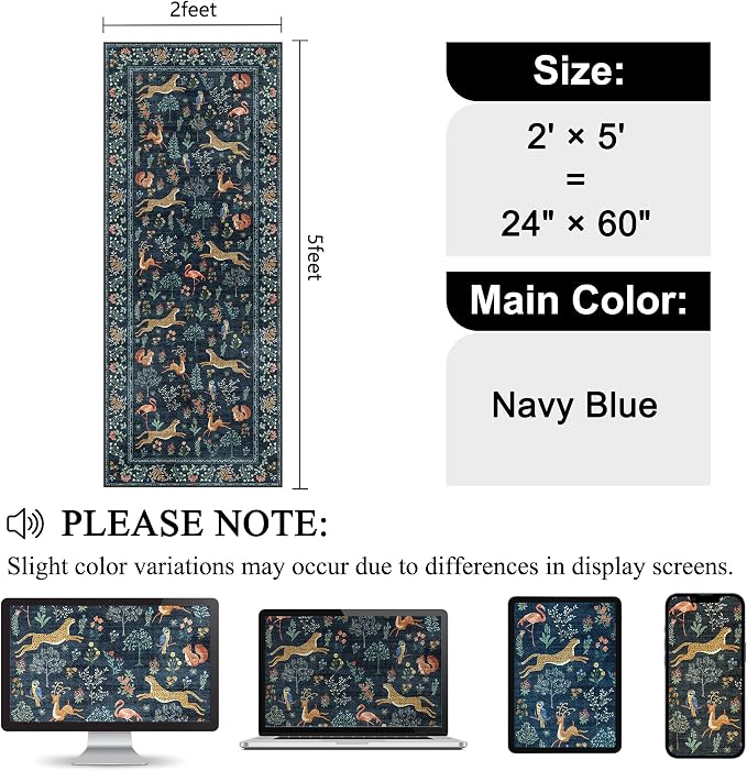 DUKINO 2x5 Rug for Hallway, Washable Kitchen Runner Rug - Image 2