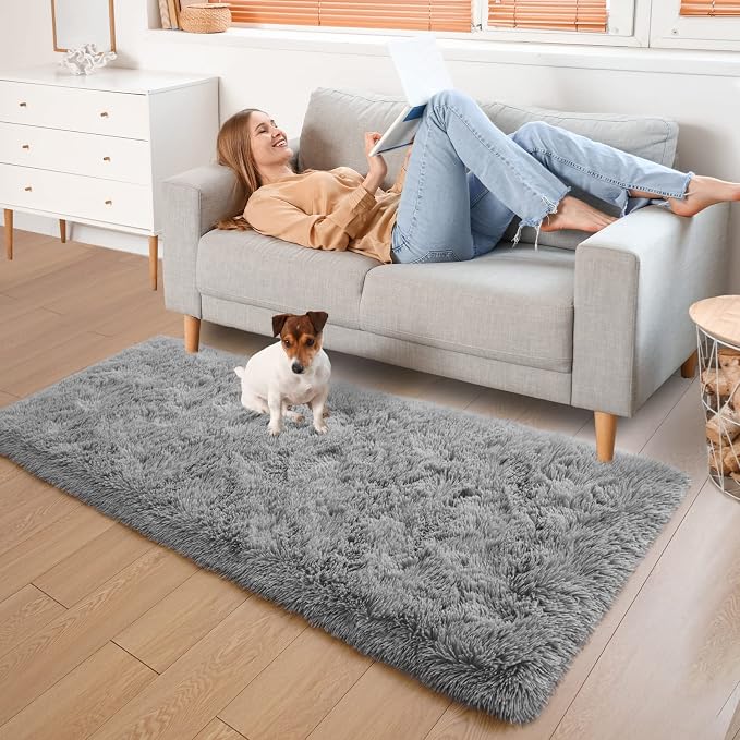 YJ.GWL Shag Runner Rug Non Slip - Image 2