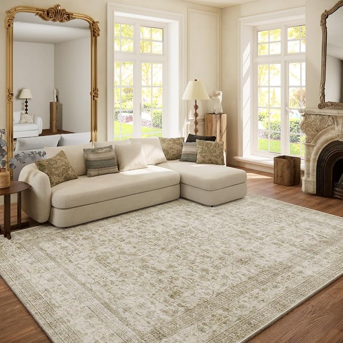 Machine Washable Rugs for Living Room: 6x9 Area Rugs for Bedroom Boho Vintage by palohom