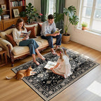 RELEANY Area Rugs 4'x6' Washable Non-Slip, Floral Vintage Distress Medallion - Image 4