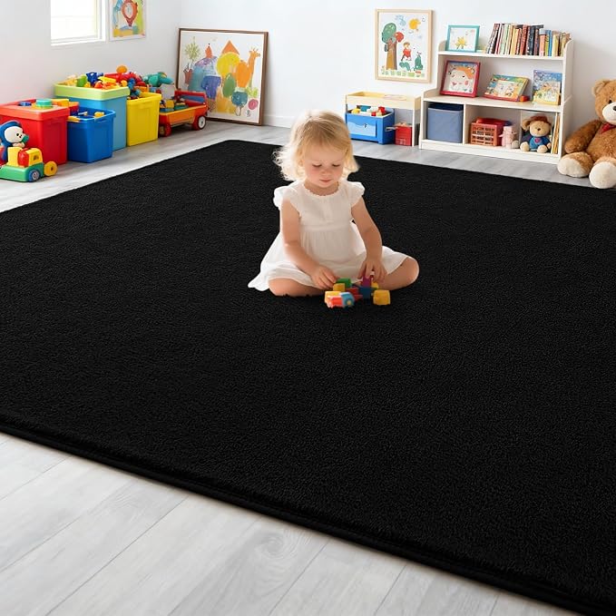 6x9 Feet Black Area Rugs for Bedroom, Indoor Washable Memory Foam Rug for - Image 7