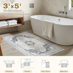 cotiled 3x5 Area Rug Machine Washable Vintage Carpet - Image 7