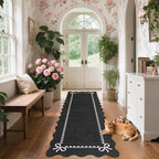 GarveeHome Scalloped Bow Rug for Living Room, Solid Rug for Dorm, Washable - Image 3