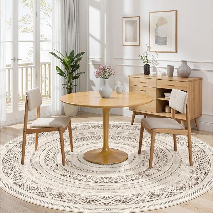 cotiled 8x8 Round Area Rugs Living Room Rug: Washable Boho Rugs - Image 4