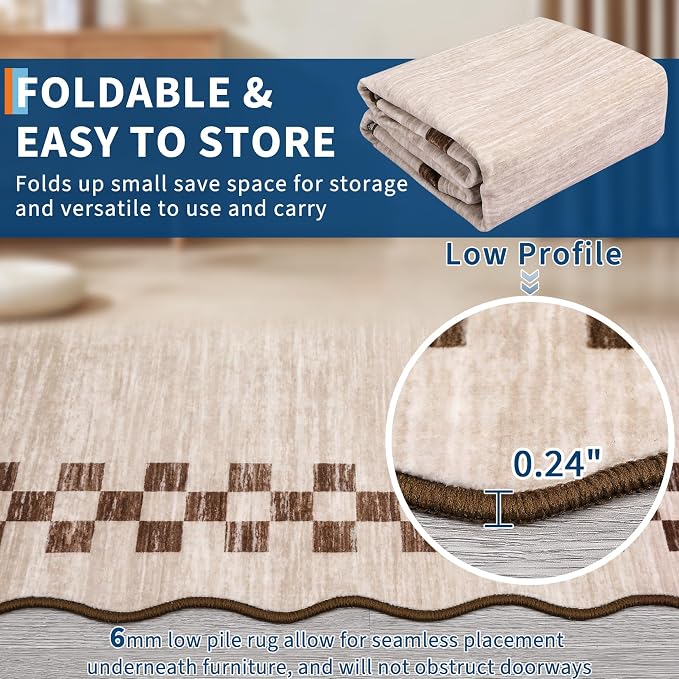 GarveeHome 8x10 Area Rug for Living Room Scalloped Washable Large Bedroom Rug - Image 6
