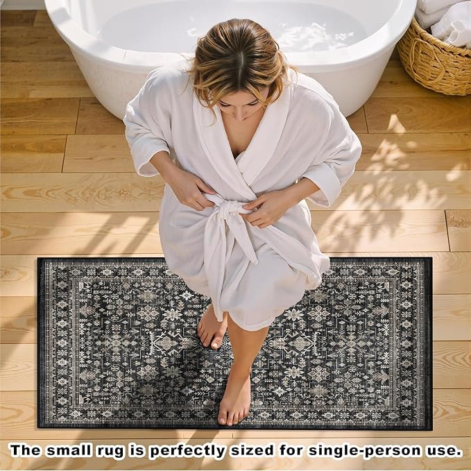 Dark Grey Entryway 2x5 Runner Rug, Small Throw Runners - Image 8