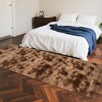2x8 ft Plush Brown Tie Dye Rug Runner High Pile Fluffy Soft Bedside Rug Fuzzy - Image 8