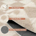 PureCozy Checkered Rug 9x12 Fluffy Shag Living Room Beige Area Rug Modern - Image 6