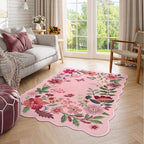 Lahome Floral Washable Rugs, 4X6 Pink Rugs - Image 2