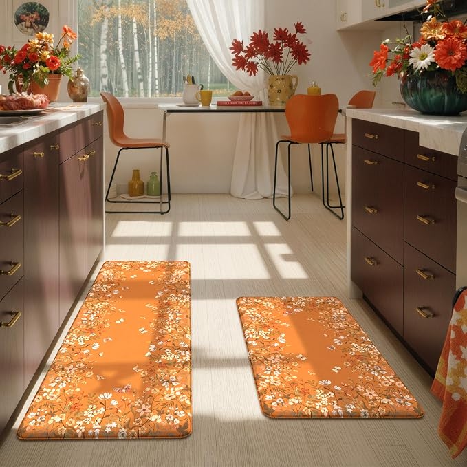 KIMODE Fall Kitchen Mats Cushioned Anti Fatigue, Halloween Kitchen Mats - Image 9