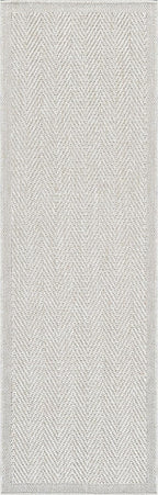 CAMILSON Indoor and Outdoor Runner Rug Off-White Herringbone Seagrass Boho - Image 2