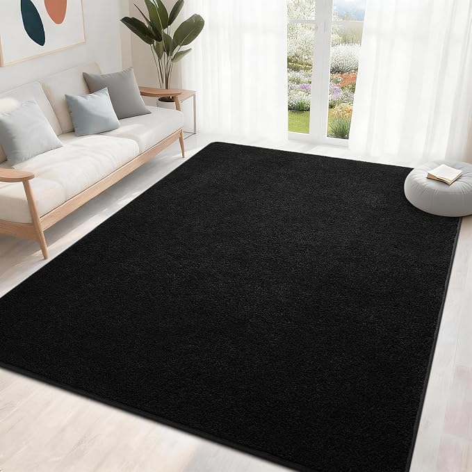 6x9 Feet Black Area Rugs for Bedroom, Indoor Washable Memory Foam Rug for - Image 3