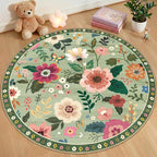 RELEANY Floral 4ft Area Rugs Washable Print Boho Cute Carpet Non Slip Flower by RELEANY