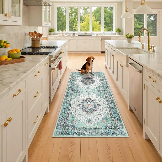 RELEANY Area Rugs Runner 2'x6' Washable Non-Slip, Floral Vintage Distress - Image 2
