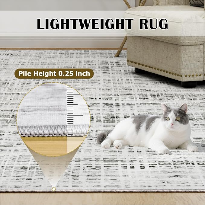 9x12 Area Rugs Washable Rug: Anti-Skid Abstract Modern Living Room Rug Soft - Image 7