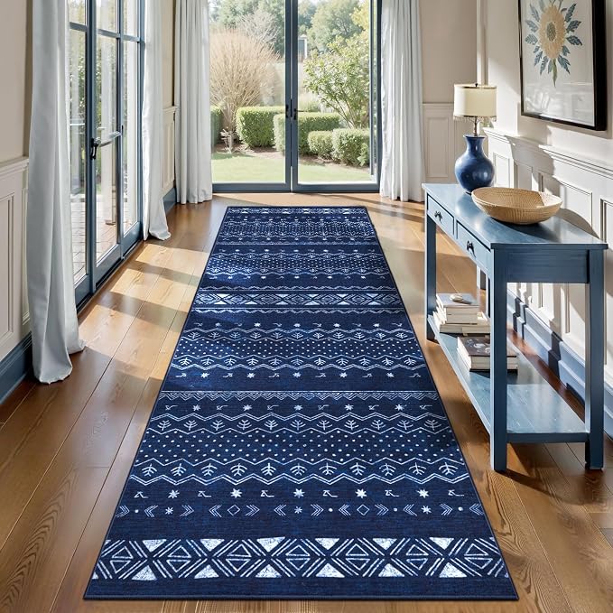 SERISSA Hallway Runner Rug, Soft Low-Pile Geometric Indoor Long Carpet by SERISSAHomeDecorCollection