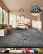 Ophanie Area Rugs for Living Room Bedroom, Washable Non-Slip Fluffy Soft Grey by Ophanie