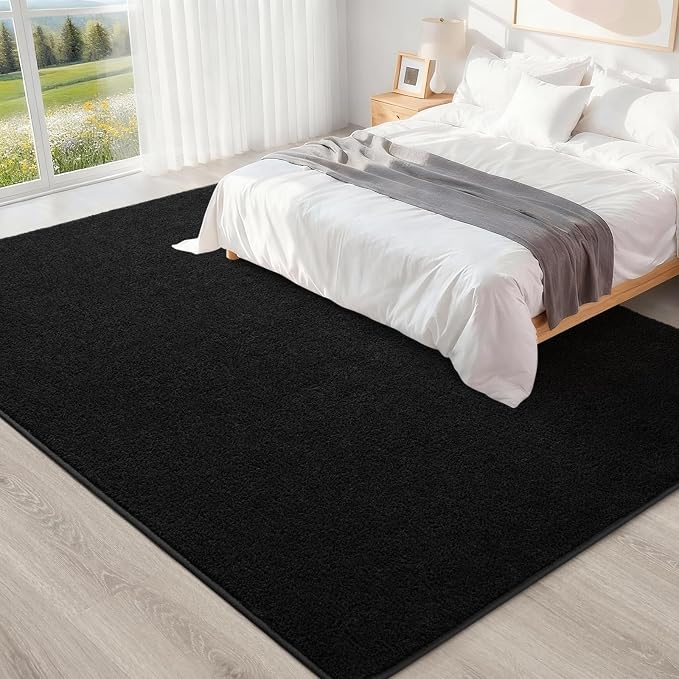 7x10 Feet Black Area Rugs for Bedroom, Indoor Washable Memory Foam Rug for - Image 6