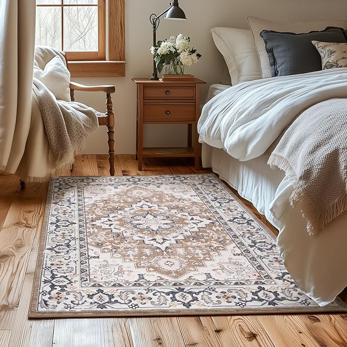 Lessymo 4 x 6 Area Rugs for Living Room- Machine Washable Area Rugs Boho Faux - Image 2