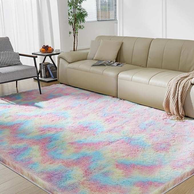 Ultra Soft Rug for Living Room, 5X8 Fluffy Shag Area Rug for Bedroom, Modern - Image 9