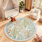 Washable Round Rugs for Bedroom 4ft: Living Room Rug Stain Resistant Non Slip - Image 3