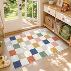 GarveeHome Checkered Colorful Rainbow Small 2x3 Washable Rug Door Mat Geometric by GarveeHome