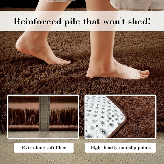 Fluffy Rug Shag Area Rug, Small Bedside Rug, Soft Fluffy Shag Entryway Throw - Image 6