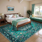 SERISSA Boho Area Rug 5x7 Teal, Washable Large Rugs - Image 5