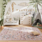 AMTOVO 5x7 Washable Area Rugs for Living Room, Vintage Boho Floral Distressed - Image 4