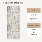3x8 Washable Non-Slip Runner Rug Modern Abstract Neutral Wide Carpet Runner - Image 2
