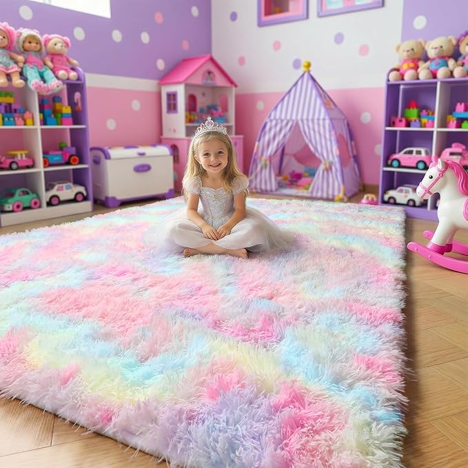 Amdrebio Rainbow Unicorn Colorful Kids Rugs - Image 3
