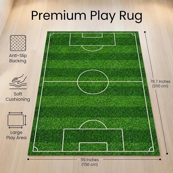Soccer Rug for Kids, 78.7" x 59" Soccer Field Area Rug | Soccer field design - Image 2