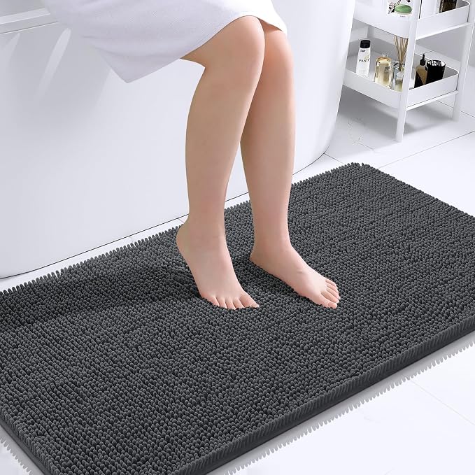 OLANLY Bathroom Runner Rugs 44x24, Soft Absorbent Chenille Bath Rugs, Rubber by OLANLY