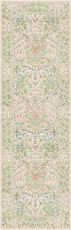 Vintage Beige Green 2'6" x 8' Runner Rug - Image 3