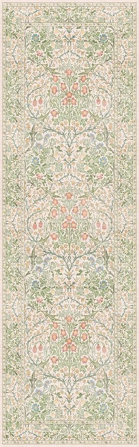 Vintage Beige Green 2'6" x 8' Runner Rug - Image 3