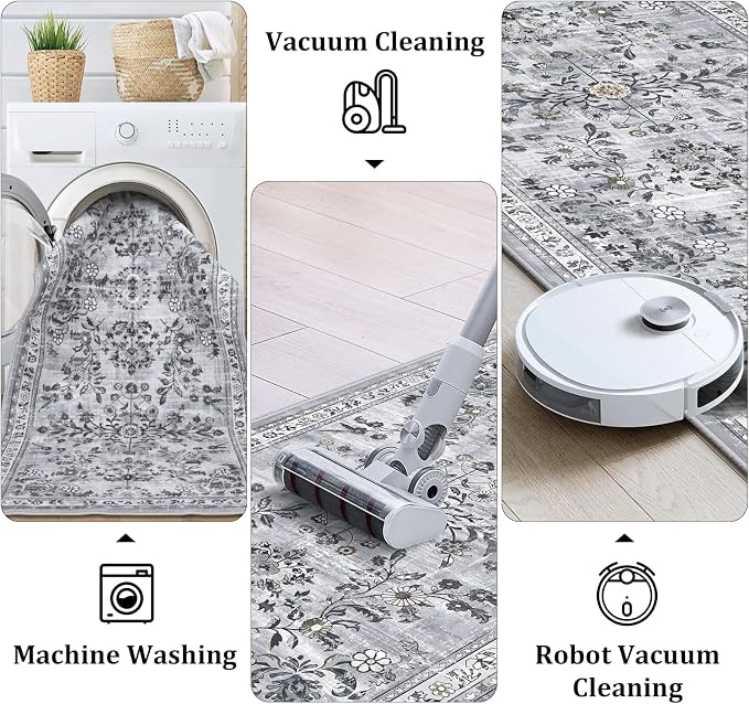 Yamaziot Washable Runner Rug 2x8 – Non Slip Boho Floral Hallway Runner Rug - Image 4