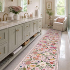 Latte&Fog Pink Hallway Runner Rug 2x10, Non Slip Washable Floral Runner Rugs - Image 4
