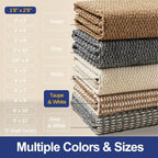 Dirt Trapping Door Mat 20x32, Taupe & White Faux Jute Entryway Rug | Low-Profile - Image 7