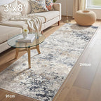 DMOYEST Washable Runner Rug for Hallway: 3x8 Neutral Modern Abstract Low Pile - Image 3