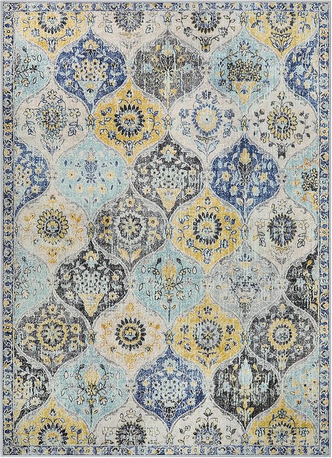 Lahome Moroccan Trellis Washable Area Rugs 5x7, 5x7 Area Rugs - Image 3