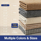 Dirt Trapping Door Mat 24x36, Taupe & White Faux Jute Entryway Rug | Low-Profile - Image 7