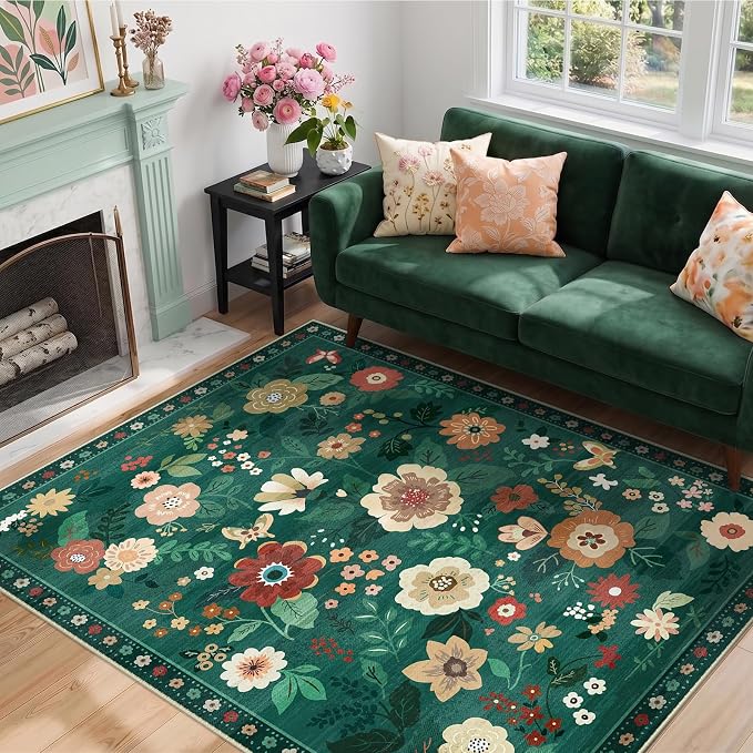 RELEANY Floral 3x5 Area Rugs Washable Print Boho Cute Carpet Non Slip Flower - Image 2